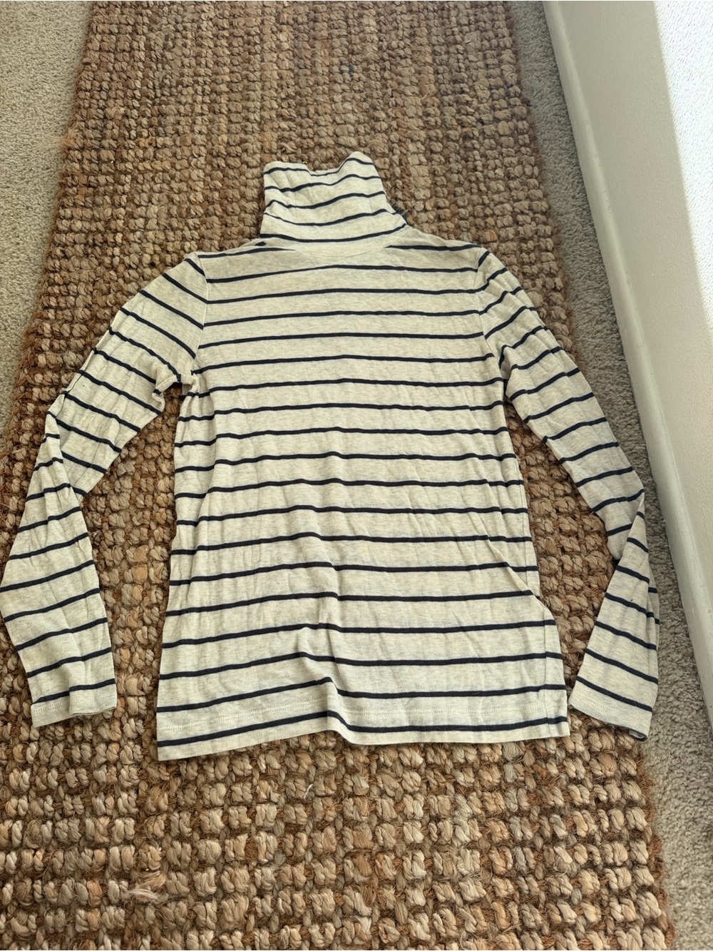 Madewell Cream & Navy Striped Turtleneck Shirt